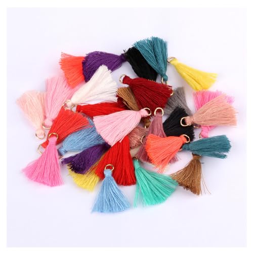 Yurosiay 60 Stück 3cm Mini Quaste Anhänger Troddel aus Baumwolle Klein Tassel Troddel Quasten Handgefertigt Bastelquasten für DIY Schmuck Schlüsselanhänger Taschen Lesezeichen Armbänder Mix Farben von Yurosiay