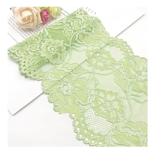 Yurosiay Bunt Elastische Spitzenbordüre 3Yard×16cm Stickerei Blumenmuster Spitzenborte Spitzenstoff zum Nähen Elastizität Spitzenband Zierband Spitze Spitzenbesatz für Kleidung Dessous Grün von Yurosiay