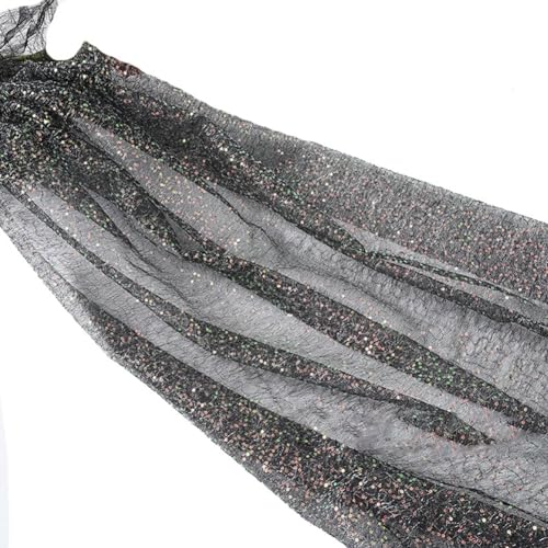 Yurosiay Glitzer Pailletten Tüllstoff 100×150cm Tüll Dekostoff Durchsichtiges Organza Stoffe Glitzernder Netzstoff Mit Pailletten Sparkly Stoff Pailletten Stoff für DIY Nähen Handwerk Schwarz von Yurosiay