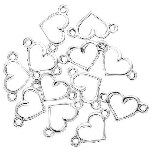 Yurosiay Herz Anhänger Hohle Herz Charms Schmuckverbinder Herz Metalllegierung Heart Charms Klein Liebes Anhänger Small Hole Charms Herzform für DIY Armbänder Halskette（14.5X8mm） Silber 200 Stück von Yurosiay