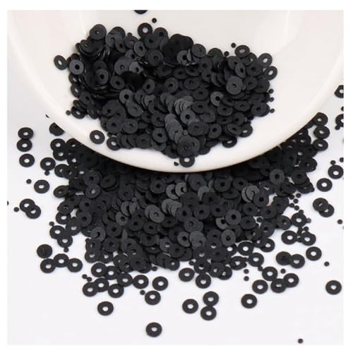 Yurosiay Pailletten zum Basteln 4mm 2000pcs Glitzer Lose Pailletten Bulk zum Aufnähen Kunststoff Runde Pailletten mit Loch für DIY Schmuck Nähen Festtag Kleiderdeko, Nagelkunst Schwarz 4mm 2000pcs von Yurosiay