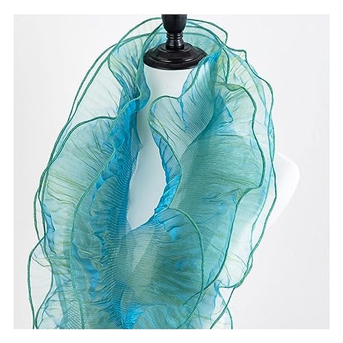 Yurosiay Plissee Organza Borte 12cm Breite Organza Rüschenborte Rüschenbesatz Plissee Organza Spitzenstoff Bunt Bordüre Organza Rüschen Organza Spitzenborte für Nähen Kleid Grün 1 Yard von Yurosiay