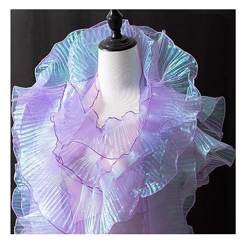 Yurosiay Plissee Organza Borte 12cm Breite Organza Rüschenborte Rüschenbesatz Plissee Organza Spitzenstoff Bunt Bordüre Organza Rüschen Organza Spitzenborte für Nähen Kleid Lila 1# 1 Yard von Yurosiay