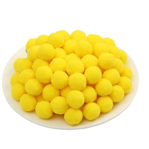 Yurosiay Pompons Bunte 100 Stück 3cm Groß Pom poms zum Basteln Hohe Elastische Kleine Pompons Bommeln Bälle Plüsch Bälle für DIY Kreative Handwerk Partydekoration Gelb 100 Stück von Yurosiay