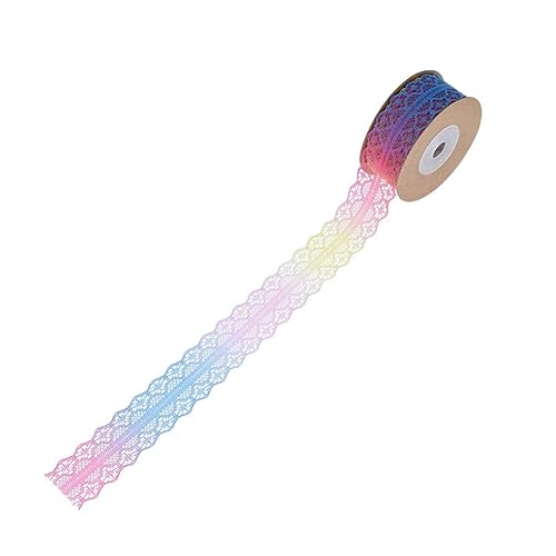 Yurosiay Regenbogen Spitzenband Nichtelastische Bunt Spitzenborte Farbverlauf Regenbogen Spitzen Schleifenband Geschenkband Dekoband Spitzen für Nähen Brautsträuße Geschenk 10 Yard×2.5cm 1# von Yurosiay