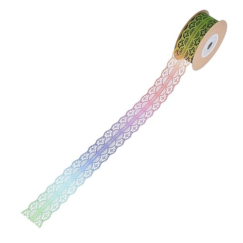 Yurosiay Regenbogen Spitzenband Nichtelastische Bunt Spitzenborte Farbverlauf Regenbogen Spitzen Schleifenband Geschenkband Dekoband Spitzen für Nähen Brautsträuße Geschenk 10 Yard×2.5cm 2# von Yurosiay