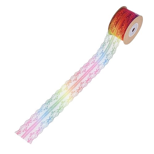 Yurosiay Regenbogen Spitzenband Nichtelastische Bunt Spitzenborte Farbverlauf Regenbogen Spitzen Schleifenband Geschenkband Dekoband Spitzen für Nähen Brautsträuße Geschenk 10 Yard×3.8cm 2# von Yurosiay