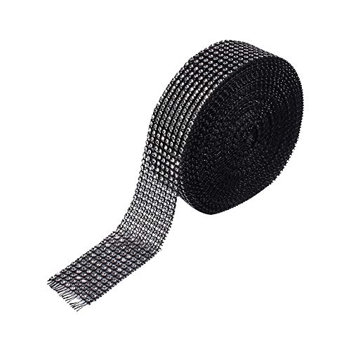 Yusat Strassband, 8 Reihen, Diamant-Mesh-Wickelrolle, Kristallband, Strassband, Funkelnd, 9,1 M, Schwarz (Schwarz) von Yusat