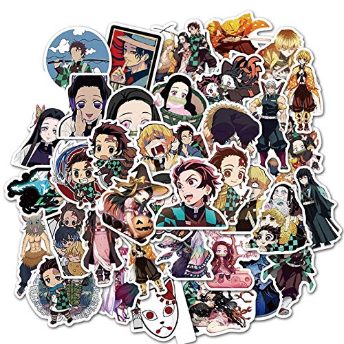 100 Stück Demon Slayer Aufkleber, Kimetsu no Yaiba wasserdichte Vinyl Aufkleber, Anime Aufkleber PVC Graffiti Aufkleber Skateboard Snowboard Auto Fahrrad Gepäck Aufkleber von Yusheng