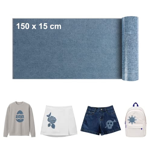 Flicken zum Aufbügeln, 15 X 150 cm Bügelflicken Aufbügelflicken für Jeans, Aufnäher zum Aufbügeln, Denim Patches Jeans, Patches zum Aufbügeln Kinder und Erwachsene (Hellblau) von YushengTai