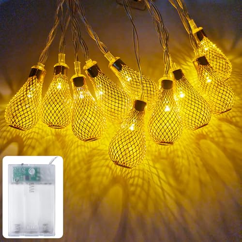 Lichterkette Batterie mit Timer 10er LED Lichterkette innen für Zimmer Deko Halloween Weihnachten Kinderzimmer Hochzeit Schlafzimmer, Batteriebetrieben Lichterkette, Marokkanischer Stil von Yusinjoy