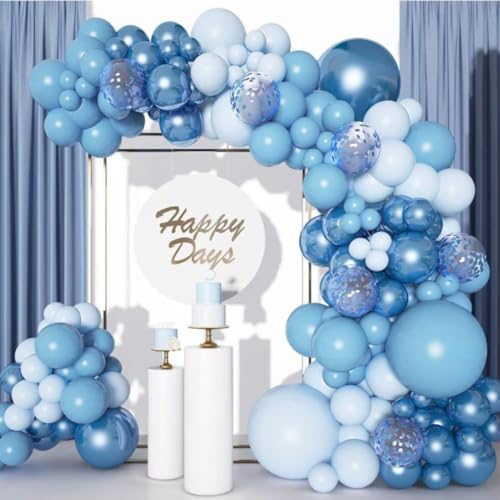 100er Set Metallic Blaue Luftballons - Chrom Latex Ballons für Hochzeit, Geburtstag, Babyparty & Partydeko - Helium Geeignet, Perfekte Party-Dekoration von Yusri