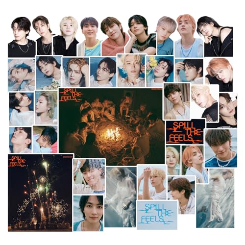 Seventeen Aufkleber 100 Stück Seventeen Spill The Feel Aufkleber Seventeen New Album Laptop Sticker Set Kpop Postkarte Geschenk Merchandise Laptop Wasserflaschen Skateboard Gitarre Auto Gepäck von Yuto