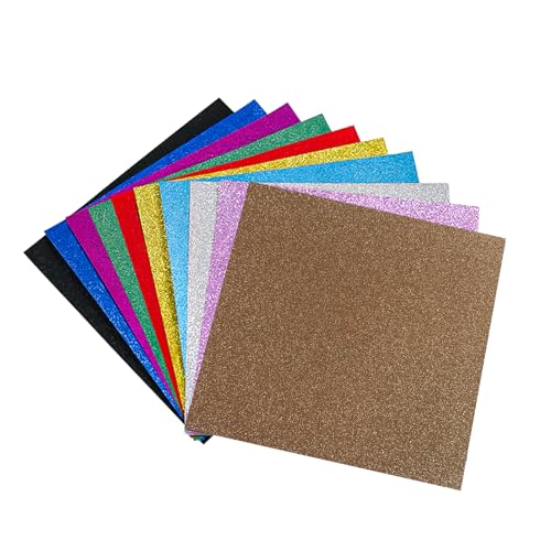 Yutoy Glitzerpapier zum Basteln 15x15 cm, 20 Blatt, 10 Farben, Bastelpapier Bunt, Glitzer Papier, Buntpapier zum Basteln, Glitterkarton zum Basteln und Gestalten von Yutoy