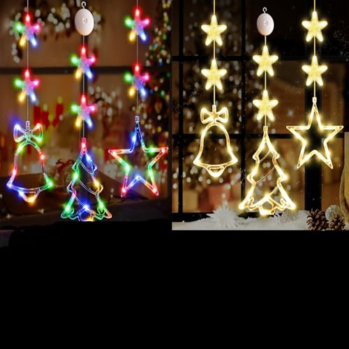 YuuFcy Weihnachtsdeko Fenster Beleuchtet, Led Sterne Lichterkette für Weihnachtsdeko Fenster Lichterkette 8 Modi, Hängende Weihnachtsdeko für Fenster Innen Außen Dekor (6PCS) von YuuFcy