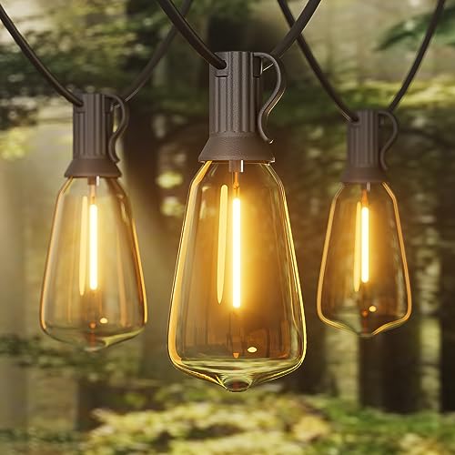 Yuucio 55M Lichterkette Außen Outdoor, LED ST38 Aussen Hängende Glühbirnen Mit 90+3 Plastik Birnen, Wasserdicht IP44 Lights für Garten, Terrasse, Party, Café, 2700K Warmweiß(18MX3) von Yuucio