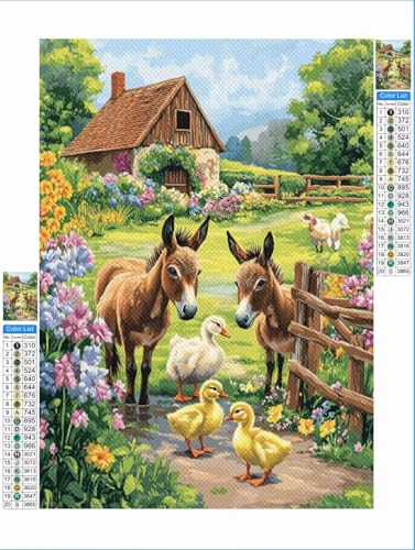 Bauernhof Diamond Painting Tier Diamond Painting Erwachsene Groß xxl 80x100cm Mosaik Bastelset, 5D DIY Malen nach Zahlen Vollbohrer Diamantmalerei Stickerei Kreuzstich Crafts Home Wand Décor 1F-426 von Yuxeawue