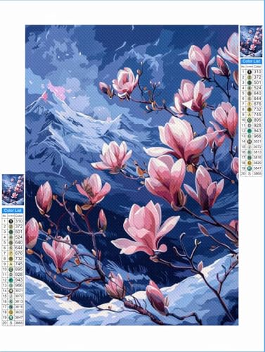 Blume Diamond Painting Berg Diamond Painting Erwachsene Groß xxl 80x100cm Mosaik Bastelset, 5D DIY Malen nach Zahlen Vollbohrer Diamantmalerei Stickerei Kreuzstich Crafts Home Wand Décor 1F-116 von Yuxeawue