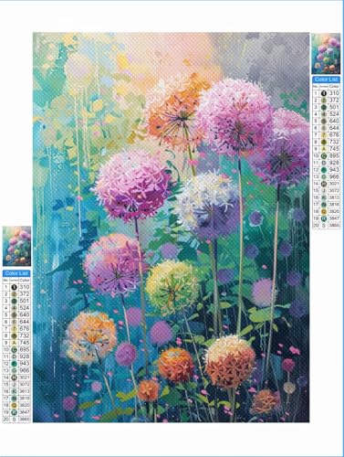 Blume Diamond Painting Bunt Diamond Painting Erwachsene Groß xxl 60x80 cm Mosaik Bastelset, 5D DIY Malen nach Zahlen Vollbohrer Diamantmalerei Crystal Stickerei Kreuzstich Crafts Home Wand Décor 1F-32 von Yuxeawue