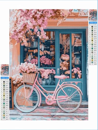 Blume Diamond Painting Fahrrad Diamond Painting Erwachsene Groß xxl 80x100cm Mosaik Bastelset, 5D DIY Malen nach Zahlen Vollbohrer Diamantmalerei Stickerei Kreuzstich Crafts Home Wand Décor 1F-378 von Yuxeawue