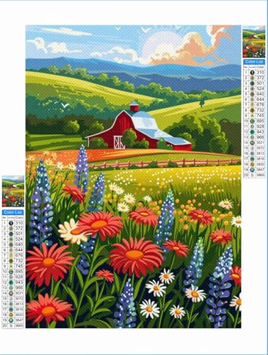 Blume Diamond Painting Landschaft Diamond Painting Erwachsene Groß xxl 80x100cm Mosaik Bastelset, 5D DIY Malen nach Zahlen Vollbohrer Diamantmalerei Stickerei Kreuzstich Crafts Home Wand Décor 1F-123 von Yuxeawue