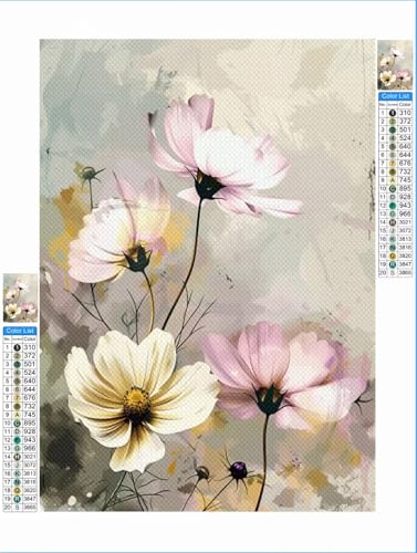 Blume Diamond Painting Rosa Diamond Painting Erwachsene Groß xxl 80x100cm Mosaik Bastelset, 5D DIY Malen nach Zahlen Vollbohrer Diamantmalerei Crystal Stickerei Kreuzstich Crafts Home Wand Décor 1F-97 von Yuxeawue