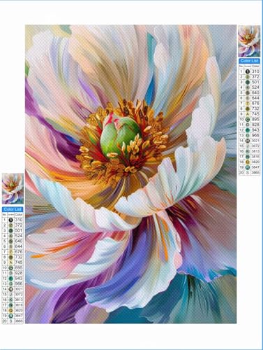 Blume Diamond Painting Traum Diamond Painting Erwachsene Groß xxl 60x80cm Mosaik Bastelset, 5D DIY Malen nach Zahlen Vollbohrer Diamantmalerei Crystal Stickerei Kreuzstich Crafts Home Wand Décor 1F-31 von Yuxeawue