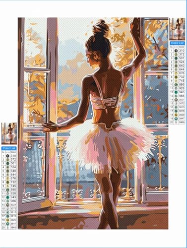 Diamond Painting Erwachsene Ballett 5D Diamant Painting Bilder Kinder Mädchen, DIY Diamant Malerei Anfänger Crystal Stickerei Kreuzstich Crafts Kit Wand Décor Geschenke für Frauen 50x70cm 1F-11 von Yuxeawue