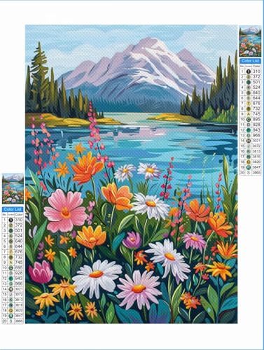 Diamond Painting Erwachsene Blume 5D Diamant Painting Bilder Kinder Berg, DIY Diamant Malerei Anfänger Crystal Stickerei Kreuzstich Crafts Kit Wohnzimmer Wand Décor Geschenke für Frauen 70x90 cm 1F-41 von Yuxeawue