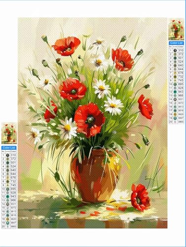 Diamond Painting Erwachsene Blume 5D Diamant Painting Bilder Kinder Gänseblümchen, DIY Diamant Malerei Anfänger Crystal Stickerei Kreuzstich Crafts Kit Wand Décor Geschenke für Frauen 70x90cm 1F-35 von Yuxeawue