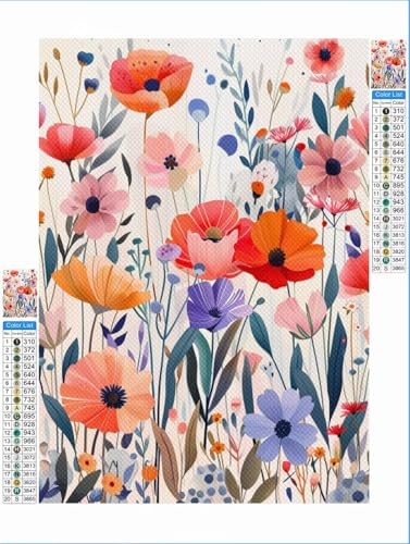 Diamond Painting Erwachsene Bunt 5D Diamant Painting Bilder Kinder Blume, DIY Diamant Malerei Anfänger Crystal Stickerei Kreuzstich Crafts Kit Wohnzimmer Wand Décor Geschenke für Frauen 50x70 cm 1F-18 von Yuxeawue