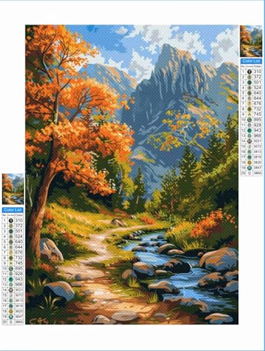 Diamond Painting Erwachsene Landschaft 5D Diamant Painting Bilder Kinder Baum, DIY Diamant Malerei Anfänger Crystal Stickerei Kreuzstich Crafts Kit Wand Décor Geschenke für Frauen 50x70cm 1F-13 von Yuxeawue