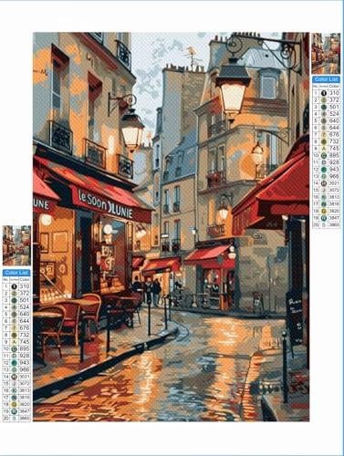 Diamond Painting Landschaft Diamond Painting Erwachsene Stadt 5D DIY Full Drill Mosaik Leinwand Arts Set 60x90cm, Diamant Malerei Bastelset Erwachsene Kinder für Wanddekoration Dekoration 1F-15 von Yuxeawue