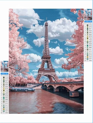 Diamond Painting Paris Diamond Painting Erwachsene Turm 5D DIY Full Drill Mosaik Leinwand Arts Set 60x90 cm, Diamant Malerei Bastelset Erwachsene Kinder Geschenk für Wanddekoration Dekoration 1F-16 von Yuxeawue