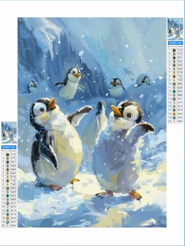 Diamond Painting Winter Diamond Painting Erwachsene Pinguin 5D DIY Full Drill Mosaik Leinwand Arts Set 60x90cm, Diamant Malerei Bastelset Erwachsene Kinder Geschenk für Wanddekoration Dekoration 1F-29 von Yuxeawue