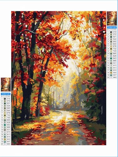 Herbst Diamond Painting Landschaft Diamond Painting Erwachsene Groß xxl 60x80cm Mosaik Bastelset, 5D DIY Malen nach Zahlen Vollbohrer Diamantmalerei Stickerei Kreuzstich Crafts Home Wand Décor 1F-699 von Yuxeawue