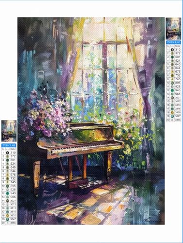 Klavier Diamond Painting Blume Diamond Painting Erwachsene Groß xxl 80x100cm Mosaik Bastelset, 5D DIY Malen nach Zahlen Vollbohrer Diamantmalerei Stickerei Kreuzstich Crafts Home Wand Décor 1F-87 von Yuxeawue