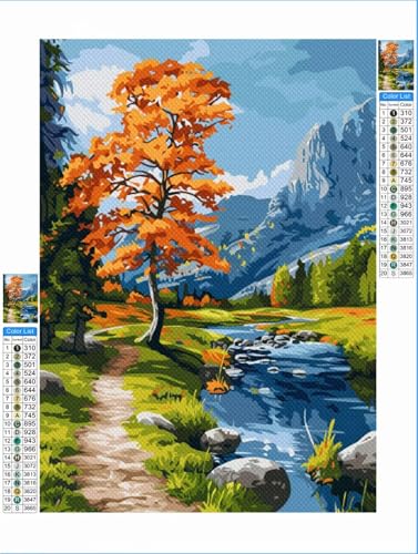 Landschaft Diamond Painting Baum Diamond Painting Erwachsene Groß xxl 80x100cm Mosaik Bastelset, 5D DIY Malen nach Zahlen Vollbohrer Diamantmalerei Stickerei Kreuzstich Crafts Home Wand Décor 1F-117 von Yuxeawue