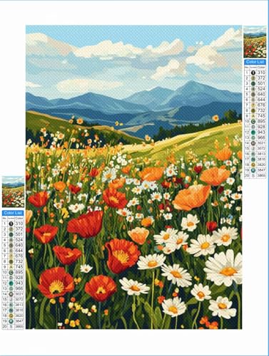 Landschaft Diamond Painting Blume Diamond Painting Erwachsene Groß xxl 80x100cm Mosaik Bastelset, 5D DIY Malen nach Zahlen Vollbohrer Diamantmalerei Stickerei Kreuzstich Crafts Home Wand Décor 1F-390 von Yuxeawue