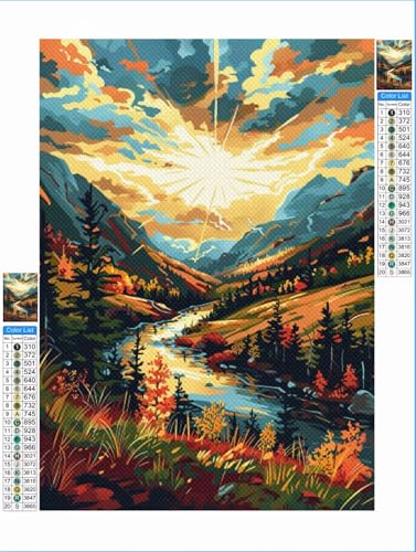 Landschaft Diamond Painting Sonnenuntergang Diamond Painting Erwachsene Groß 80x100cm Mosaik Bastelset,5D DIY Malen nach Zahlen Vollbohrer Diamantmalerei Stickerei Kreuzstich Crafts Wand Décor 1F-108 von Yuxeawue