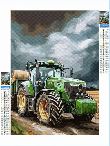 Landschaft Diamond Painting Traktor Diamond Painting Erwachsene Groß xxl 60x80cm Mosaik Bastelset, 5D DIY Malen nach Zahlen Vollbohrer Diamantmalerei Stickerei Kreuzstich Crafts Home Wand Décor 1F-36 von Yuxeawue