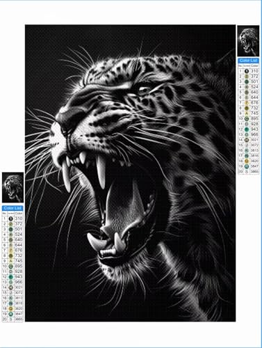 Leopard Diamond Painting Tier Diamond Painting Erwachsene Groß xxl 60x80cm Mosaik Bastelset, 5D DIY Malen nach Zahlen Vollbohrer Diamantmalerei Stickerei Kreuzstich Crafts Home Wand Décor 1F-23 von Yuxeawue