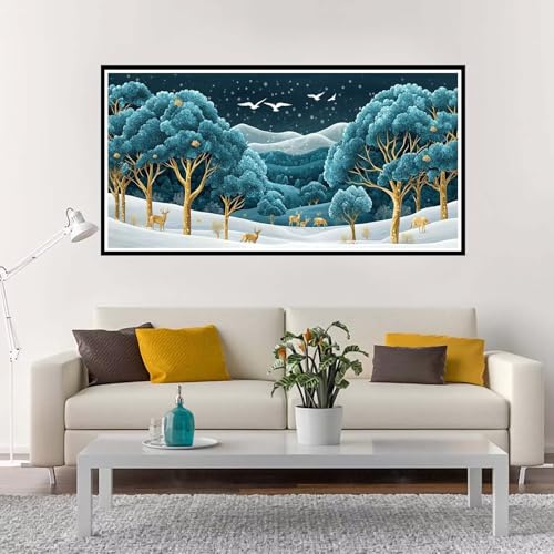 Malen Nach Zahlen Baum, Groß Malen Nach Zahlen Blau, Malen Nach Zahlen Kinder 30x60 cm ohne Rahmen, Kreativ Set für Erwachsene mit Pinsel und Acrylpigment, Paint by Numbers für Mädchen Geschenk-YH15 von Yuxeawue