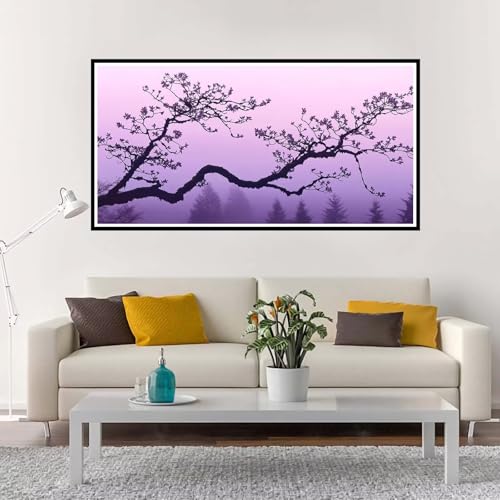 Malen Nach Zahlen Baum, Groß Malen Nach Zahlen Lila, Malen Nach Zahlen Kinder 70x140 cm ohne Rahmen, Kreativ Set für Erwachsene mit Pinsel und Acrylpigment, Paint by Numbers Mädchen Geschenk-YH1199 von Yuxeawue