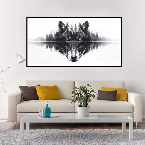 Malen Nach Zahlen Baum, Groß Malen Nach Zahlen Wolf, Malen Nach Zahlen Kinder 50x100 cm ohne Rahmen, Kreativ Set für Erwachsene mit Pinsel und Acrylpigment, Paint by Numbers für Mädchen Geschenk-YH70 von Yuxeawue