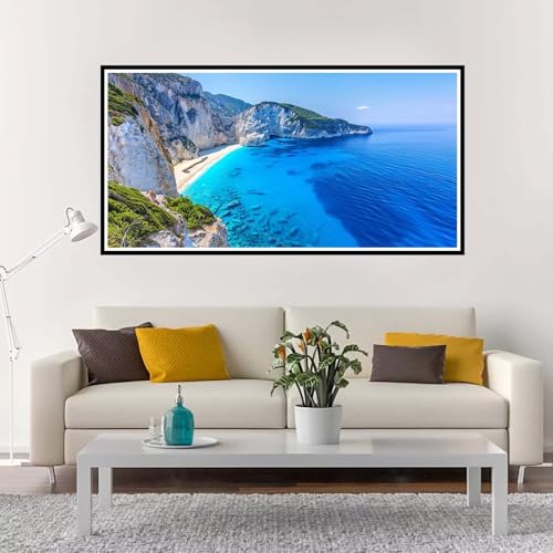 Malen Nach Zahlen Blau, Groß Malen Nach Zahlen Strand, Malen Nach Zahlen Kinder 80x160 cm ohne Rahmen, Kreativ Set für Erwachsene mit Pinsel und Acrylpigment, Paint by Numbers Mädchen Geschenk-YH1249 von Yuxeawue