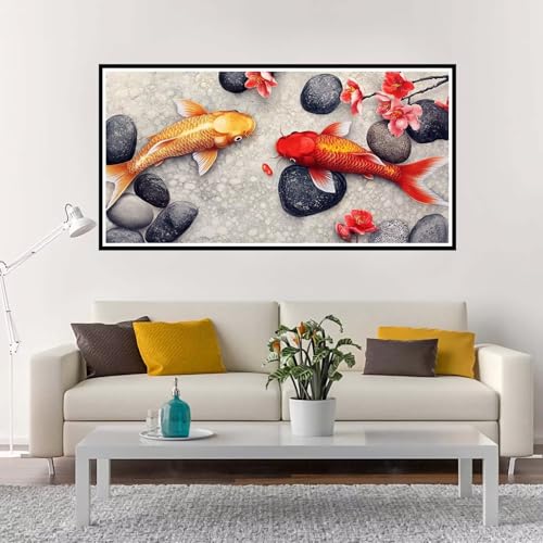 Malen Nach Zahlen Blume, Groß Malen Nach Zahlen Fisch, Malen Nach Zahlen Kinder 80x160 cm ohne Rahmen, Kreativ Set für Erwachsene mit Pinsel und Acrylpigment, Paint by Numbers Mädchen Geschenk-YH202 von Yuxeawue