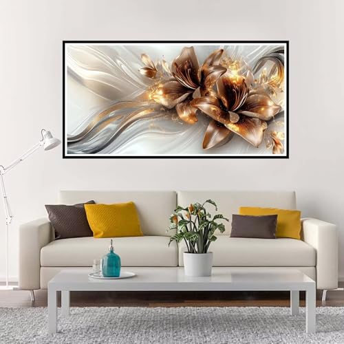 Malen Nach Zahlen Blume, Groß Malen Nach Zahlen Gold, Malen Nach Zahlen Kinder 60x120 cm ohne Rahmen, Kreativ Set für Erwachsene mit Pinsel und Acrylpigment, Paint by Numbers für Mädchen Geschenk-YH3 von Yuxeawue