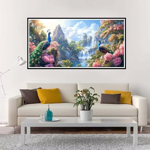 Malen Nach Zahlen Blume, Groß Malen Nach Zahlen Pfau, Malen Nach Zahlen Kinder 100x200 cm ohne Rahmen, Kreativ Set für Erwachsene mit Pinsel und Acrylpigment, Paint by Numbers Mädchen Geschenk-YH38 von Yuxeawue