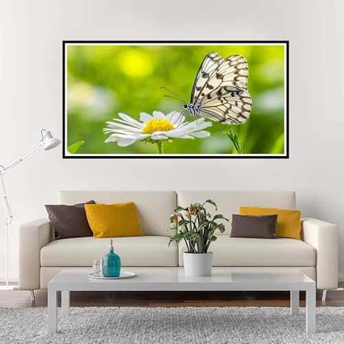 Malen Nach Zahlen Blume, Groß Malen Nach Zahlen Schmetterling, Malen Nach Zahlen Kinder 100x200 cm ohne Rahmen, mit Pinsel und Acrylpigment, Paint by Numbers Set für Mädchen Kreativ Geschenk-YH1043 von Yuxeawue